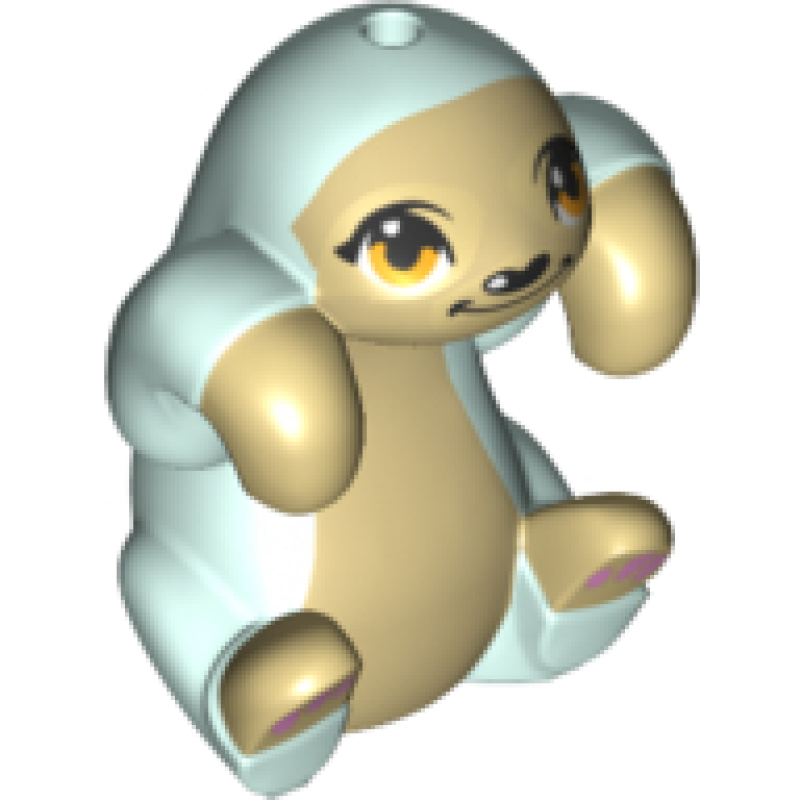 Luiaard met fel licht oranje ogen en licht rose pootjes patroon Light Aqua